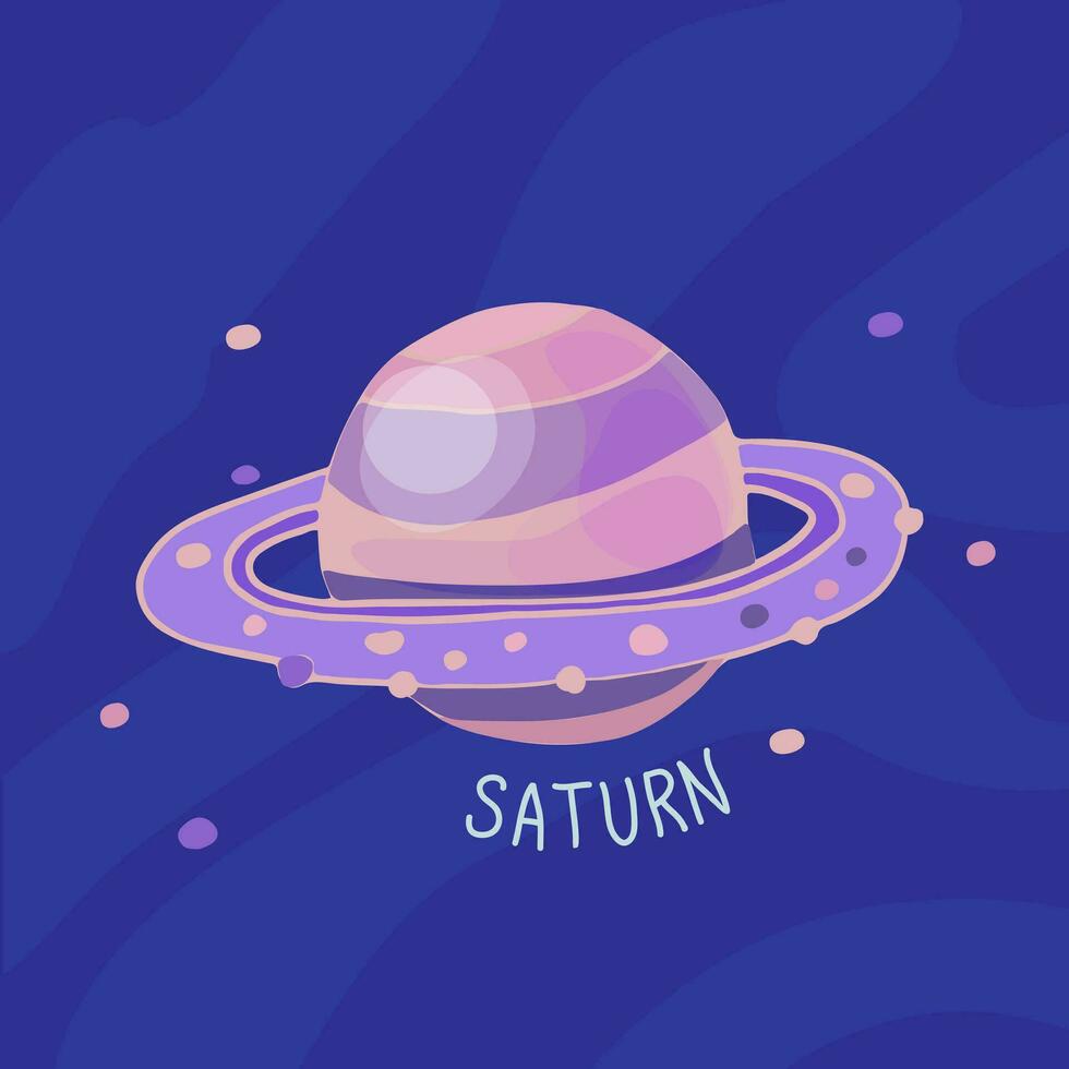 planeet van zonne- systeem tekenfilm, Saturnus. vector illustratie