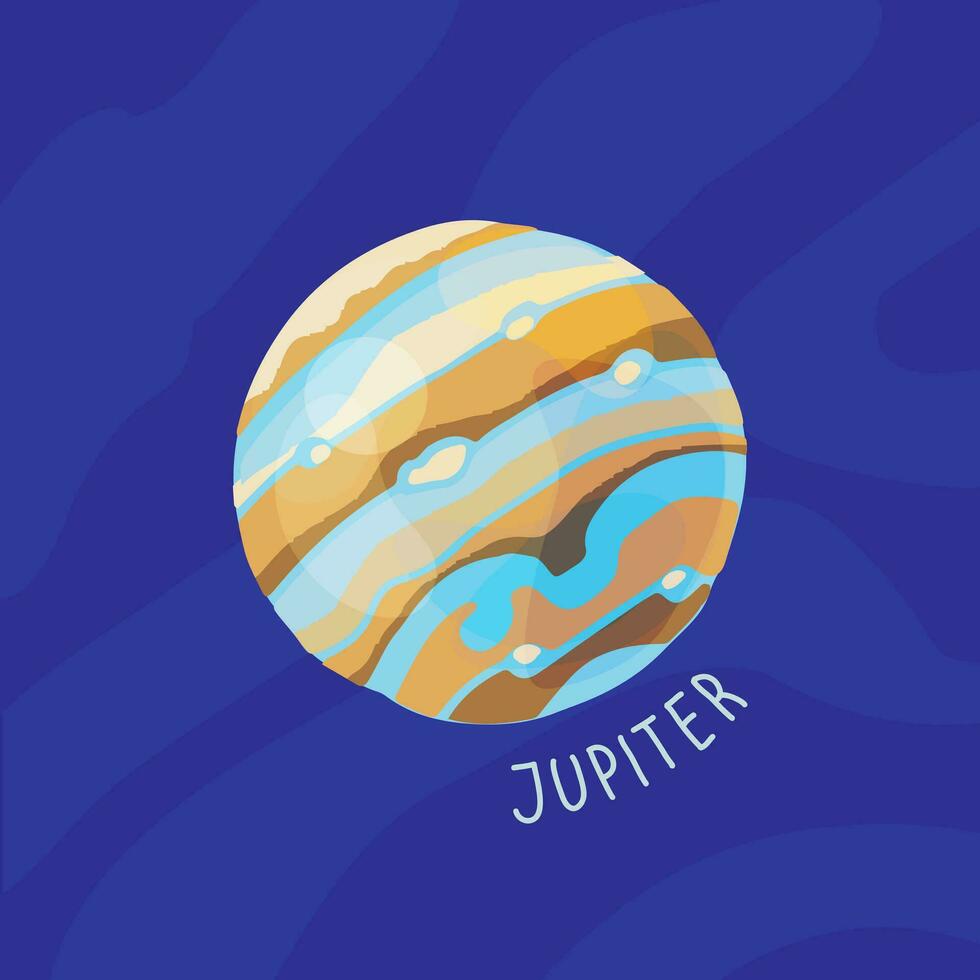 planeet van zonne- systeem tekenfilm, Jupiter. vector illustratie