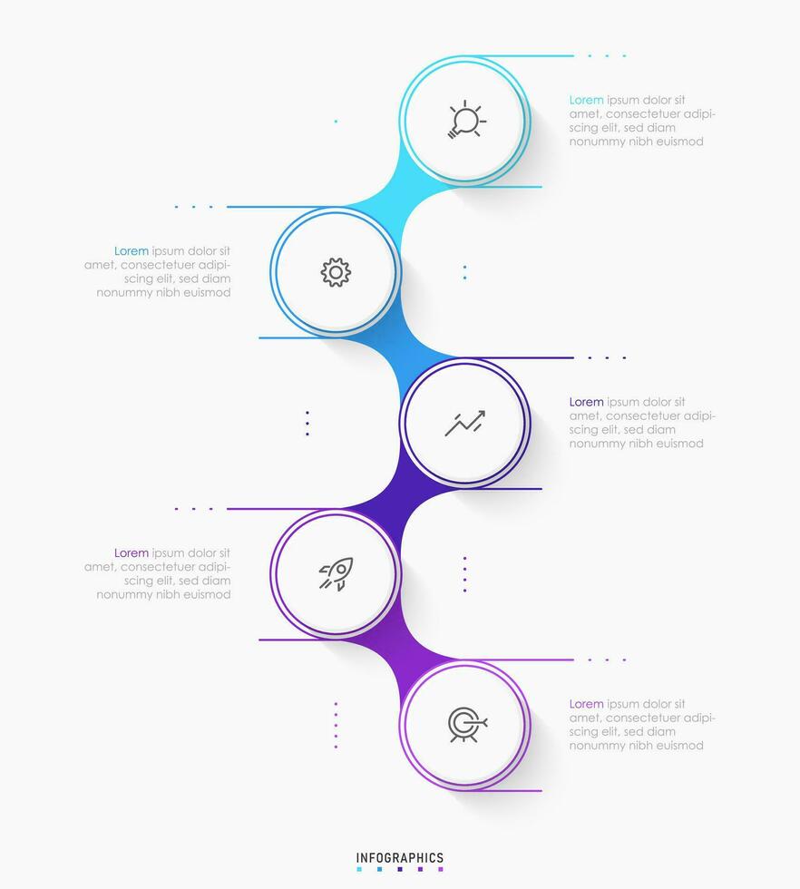 vector infographic labelontwerpsjabloon met pictogrammen en 5 opties of stappen. kan worden gebruikt voor procesdiagram, presentaties, workflowlay-out, banner, stroomschema, infografiek.