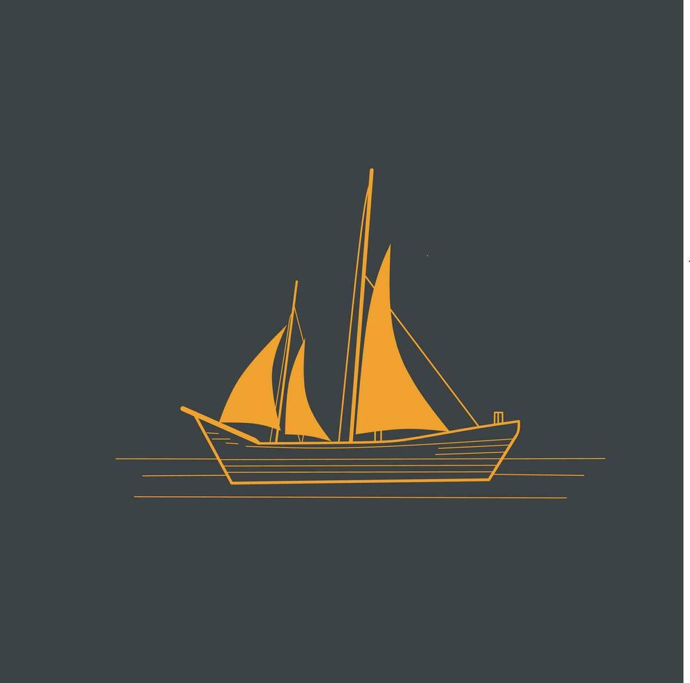 boot lijn vector logo oranje kleur Aan zwart achtergrond