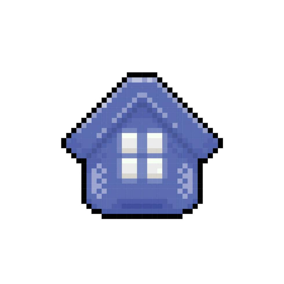 blauw gemakkelijk huis teken in pixel kunst stijl vector