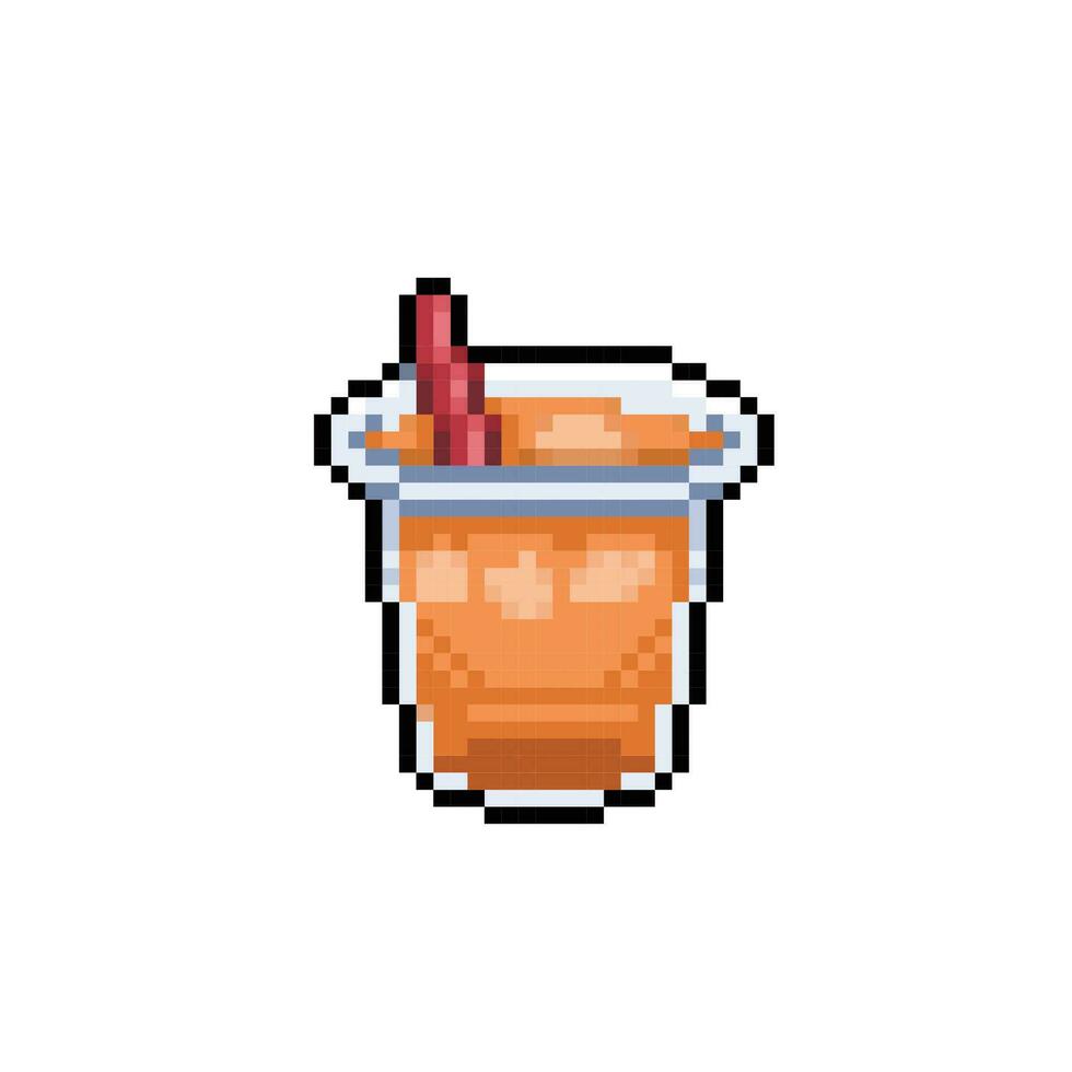 oranje sap drinken in pixel kunst stijl vector