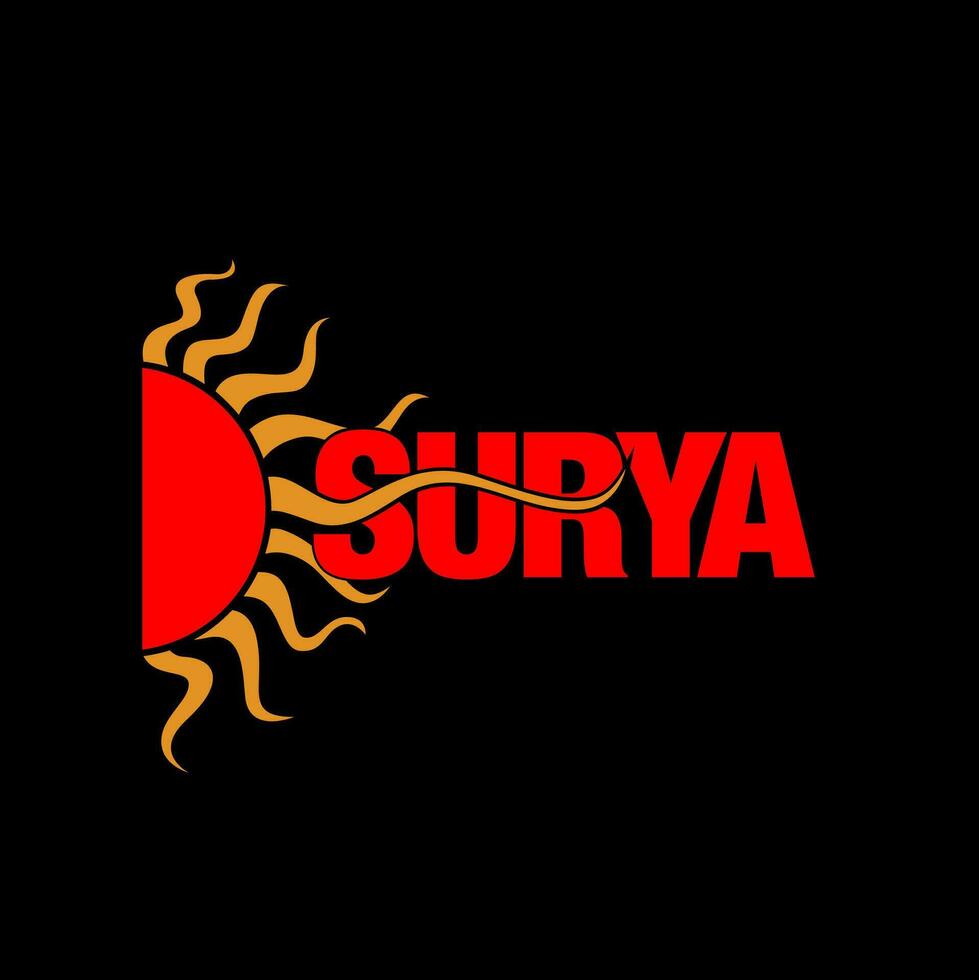 surya typografie monogram met zon illustratie. surya middelen zon. vector