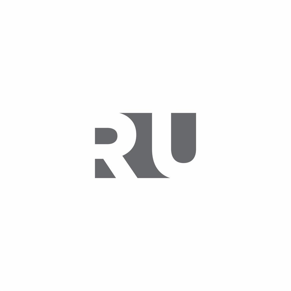 ru logo monogram met ontwerpsjabloon voor negatieve ruimtestijl space vector
