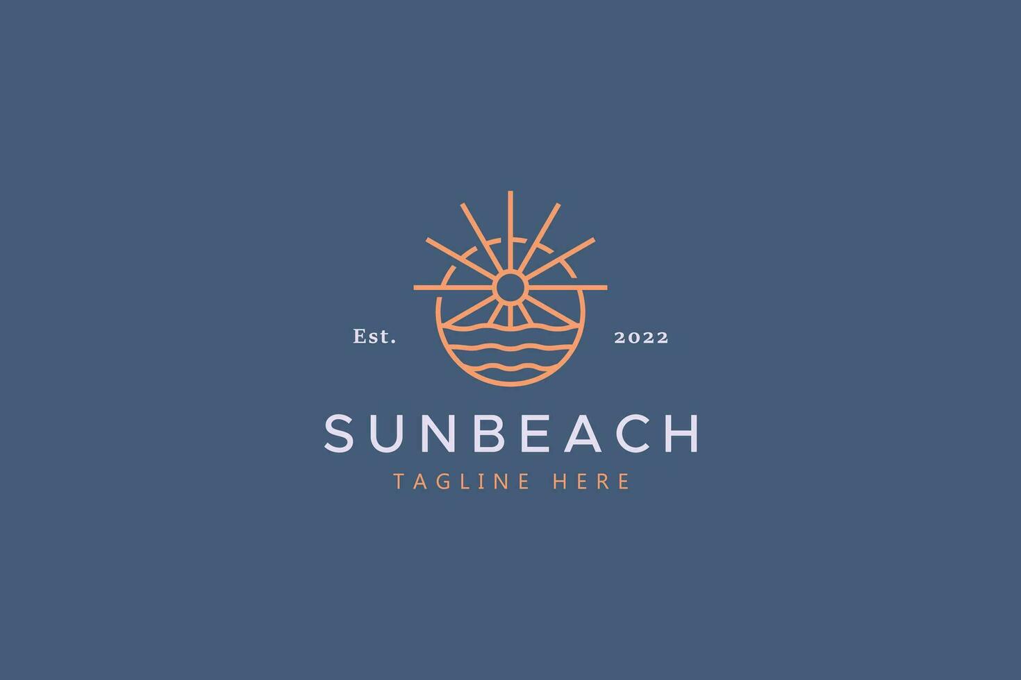 logo zon strand meetkundig abstract. zonsondergang of zonsopkomst illustratie Bij cirkel vorm geven aan. vector
