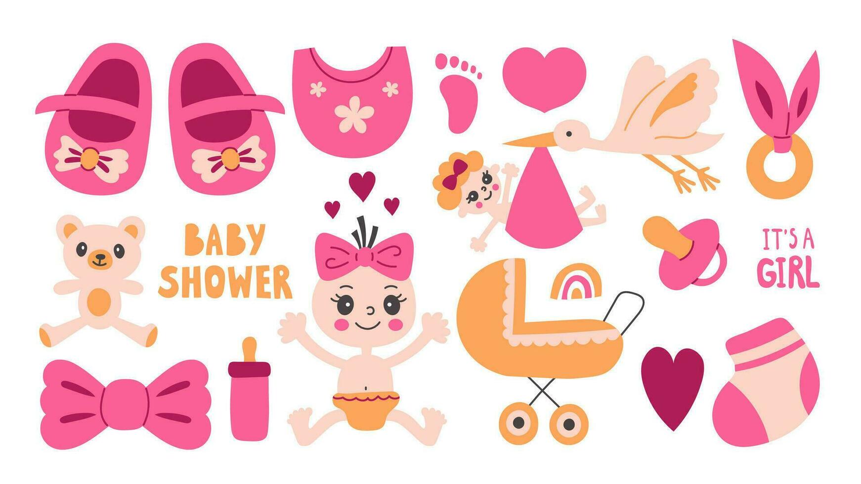 schattig baby douche vector reeks voor meisje