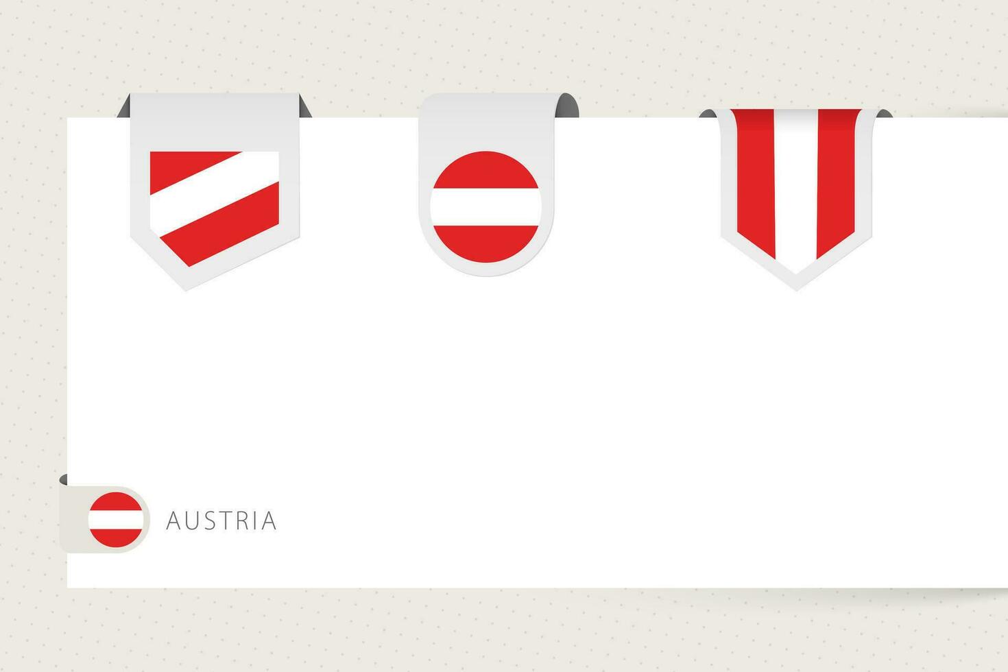 etiket vlag verzameling van Oostenrijk in verschillend vorm geven aan. lint vlag sjabloon van Oostenrijk vector