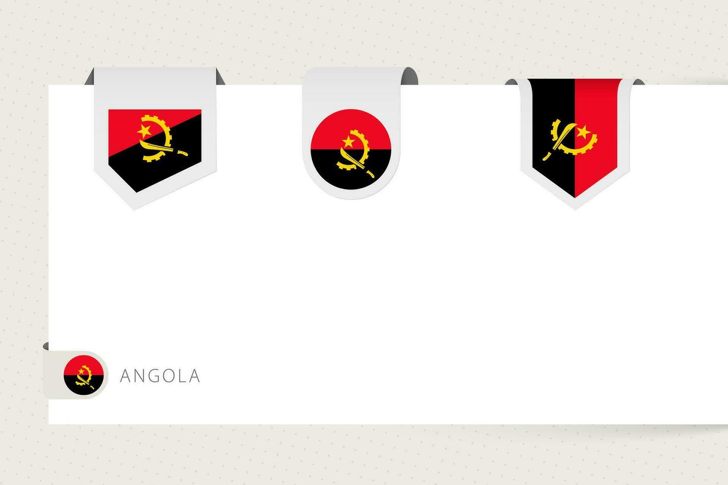 etiket vlag verzameling van Angola in verschillend vorm geven aan. lint vlag sjabloon van Angola vector