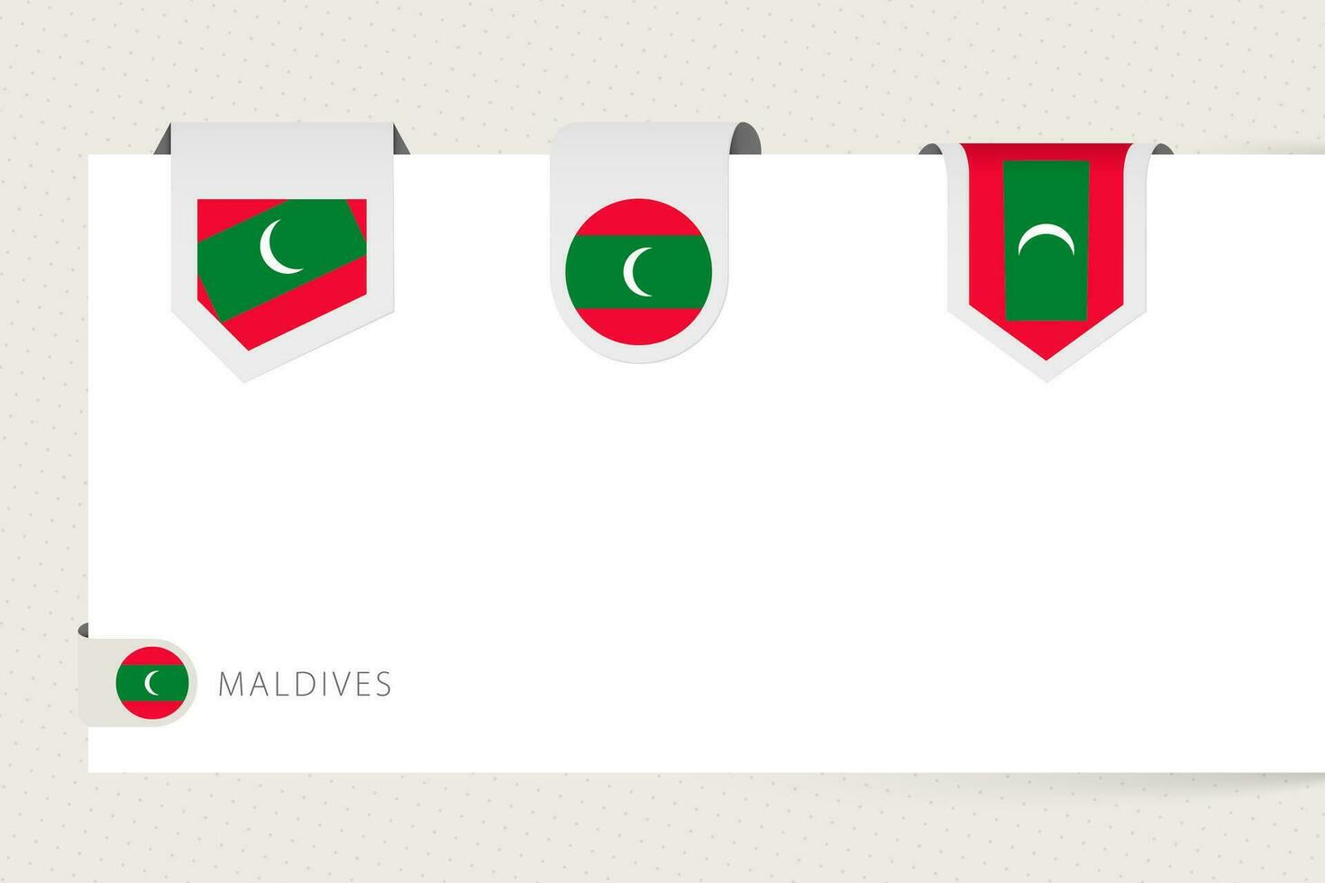 etiket vlag verzameling van Maldiven in verschillend vorm geven aan. lint vlag sjabloon van Maldiven vector