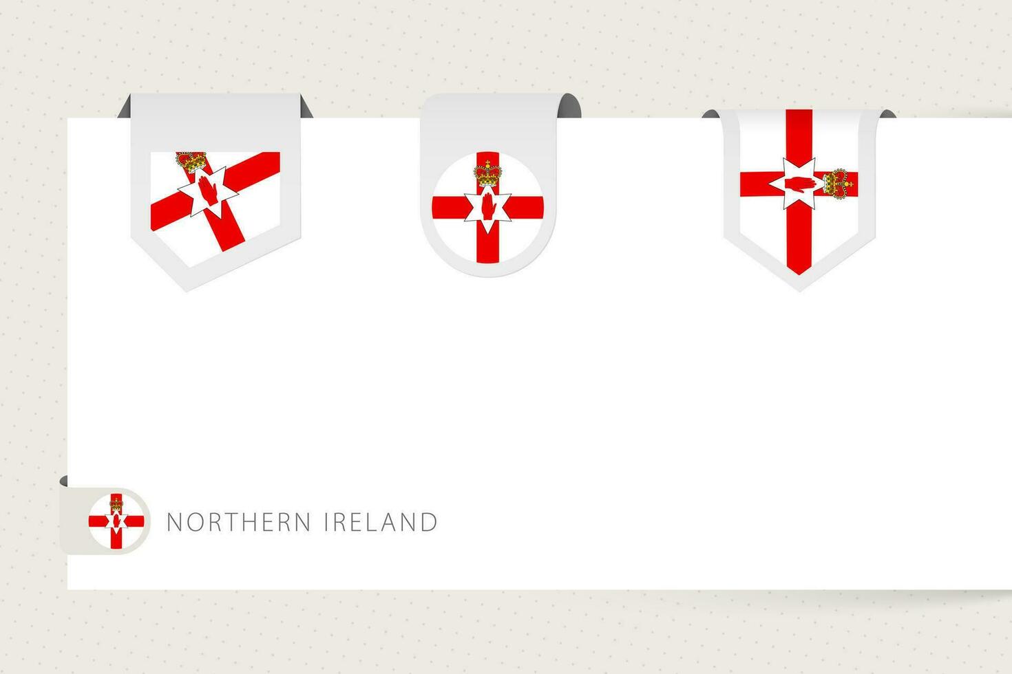 etiket vlag verzameling van noordelijk Ierland in verschillend vorm geven aan. lint vlag sjabloon van noordelijk Ierland vector