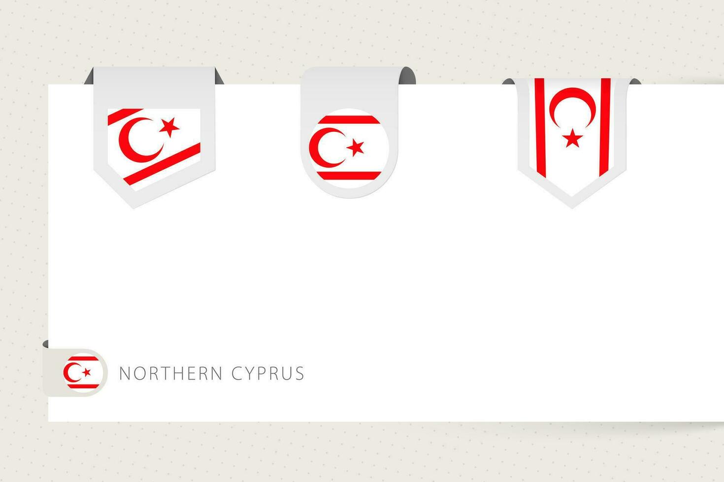etiket vlag verzameling van noordelijk Cyprus in verschillend vorm geven aan. lint vlag sjabloon van noordelijk Cyprus vector