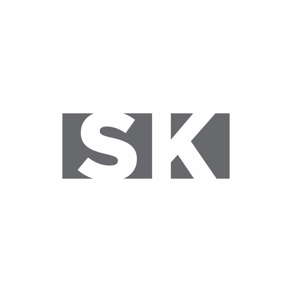 sk logo monogram met ontwerpsjabloon voor negatieve ruimtestijl vector