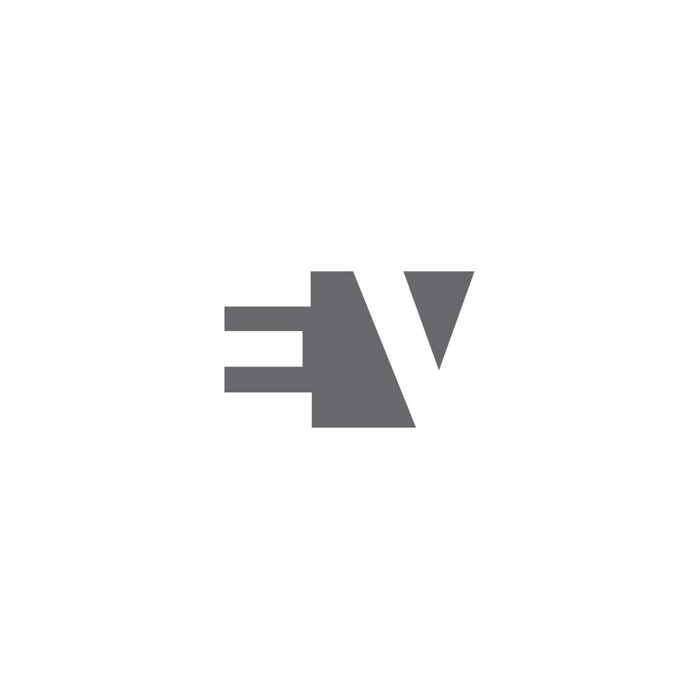 ev logo monogram met ontwerpsjabloon voor negatieve ruimtestijl vector