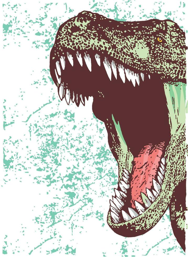 vector, hand- getrokken illustratie van tyrannosaurus rex hoofd in beet positie. ontwerp voor afdrukken, decoratie en enz. vector