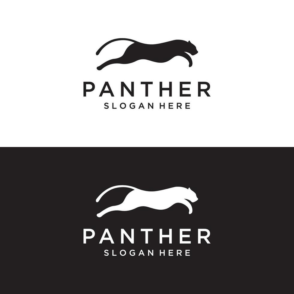 creatief en uniek cheetah, panter, luipaard dier logo sjabloon ontwerp silhouet geïsoleerd Aan achtergrond. vector