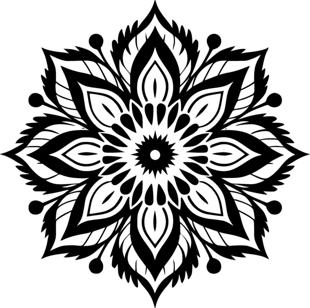 mandala - zwart en wit geïsoleerd icoon - vector illustratie