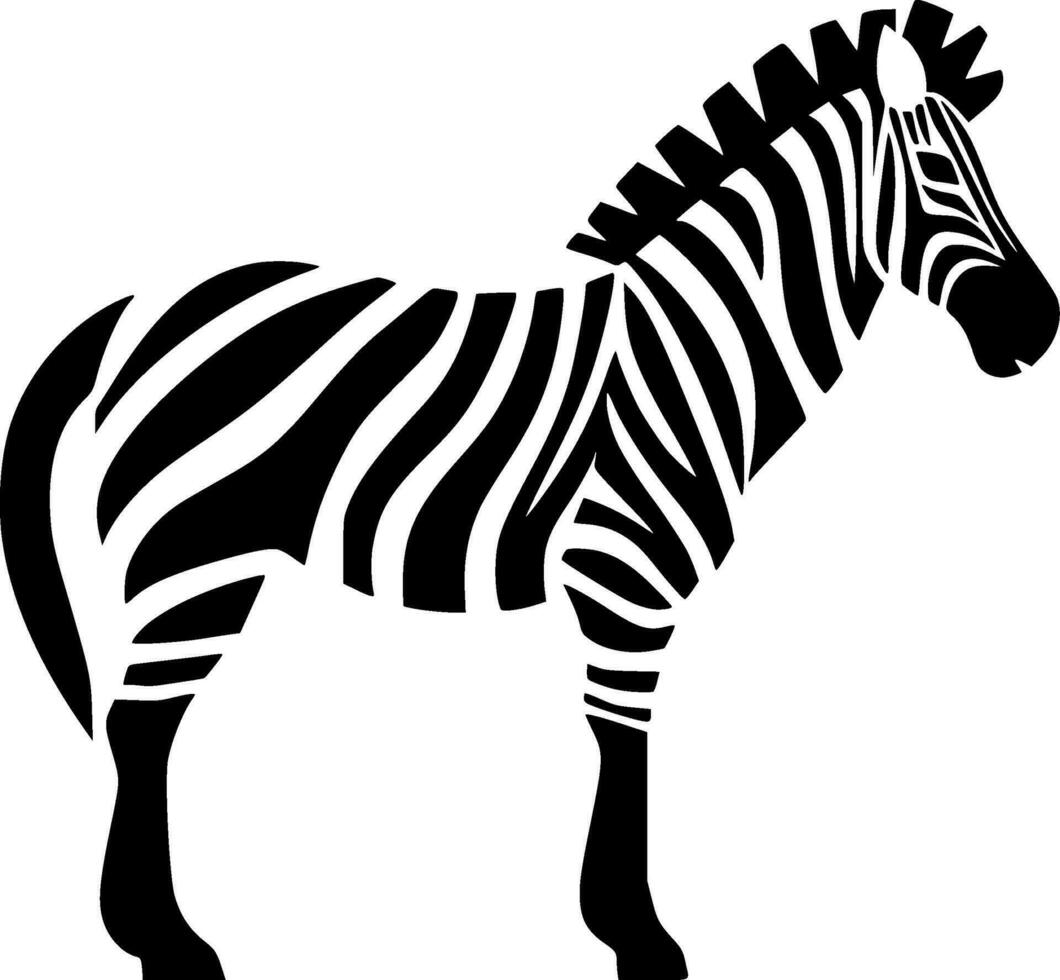 zebra - zwart en wit geïsoleerd icoon - vector illustratie