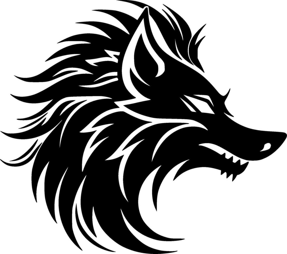 wolf - zwart en wit geïsoleerd icoon - vector illustratie