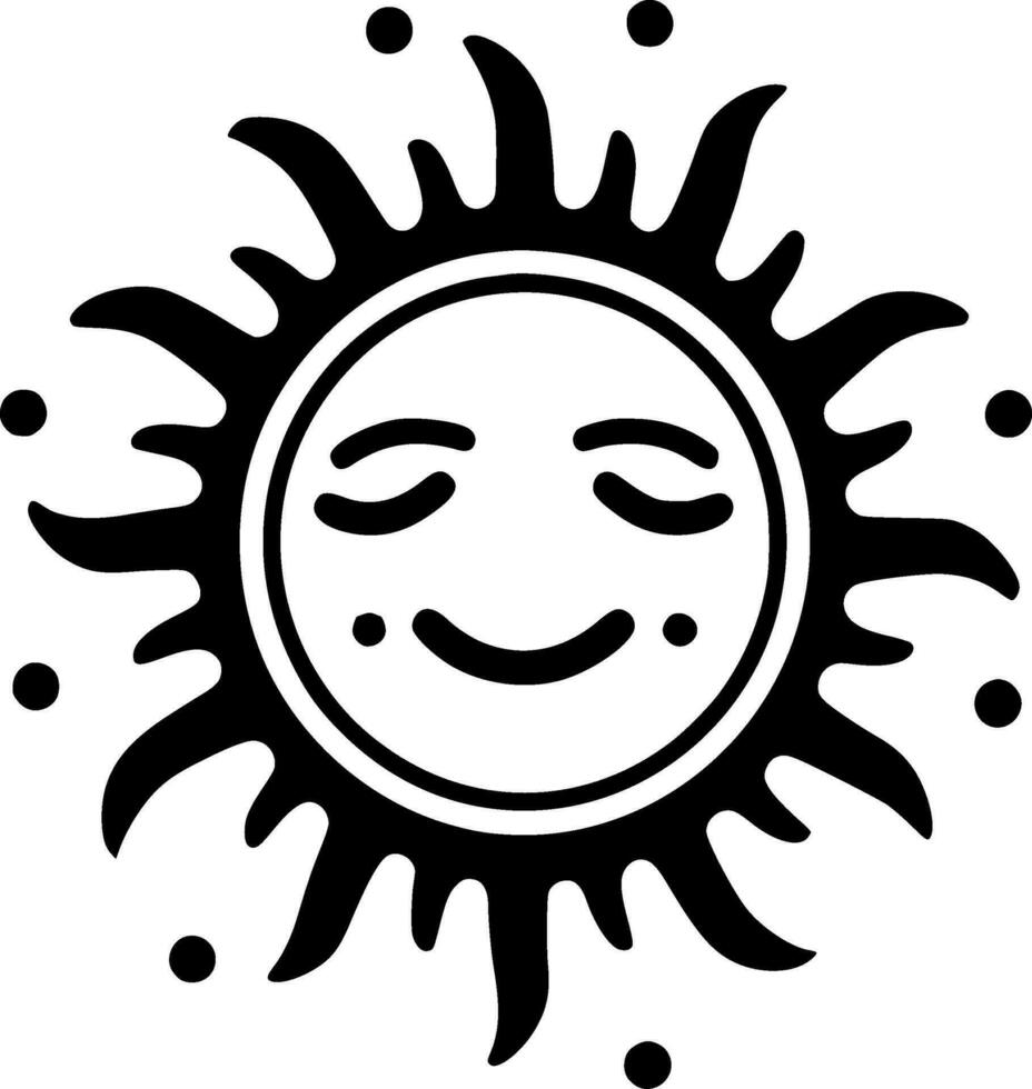 zon - zwart en wit geïsoleerd icoon - vector illustratie