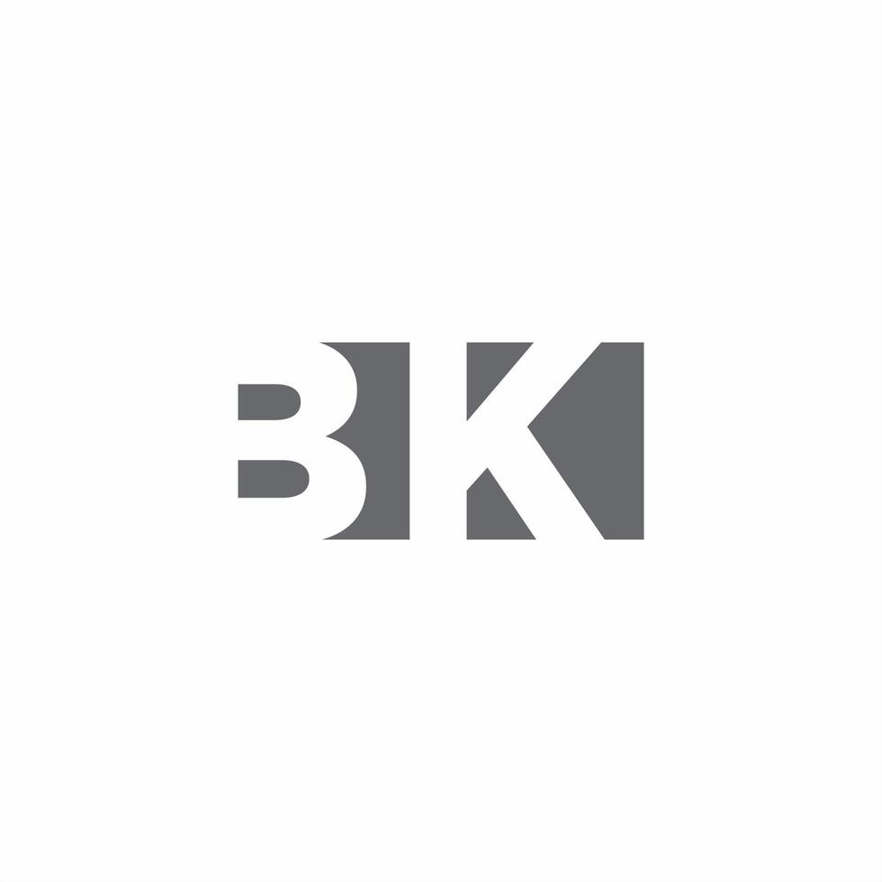 bk logo monogram met ontwerpsjabloon voor negatieve ruimtestijl vector