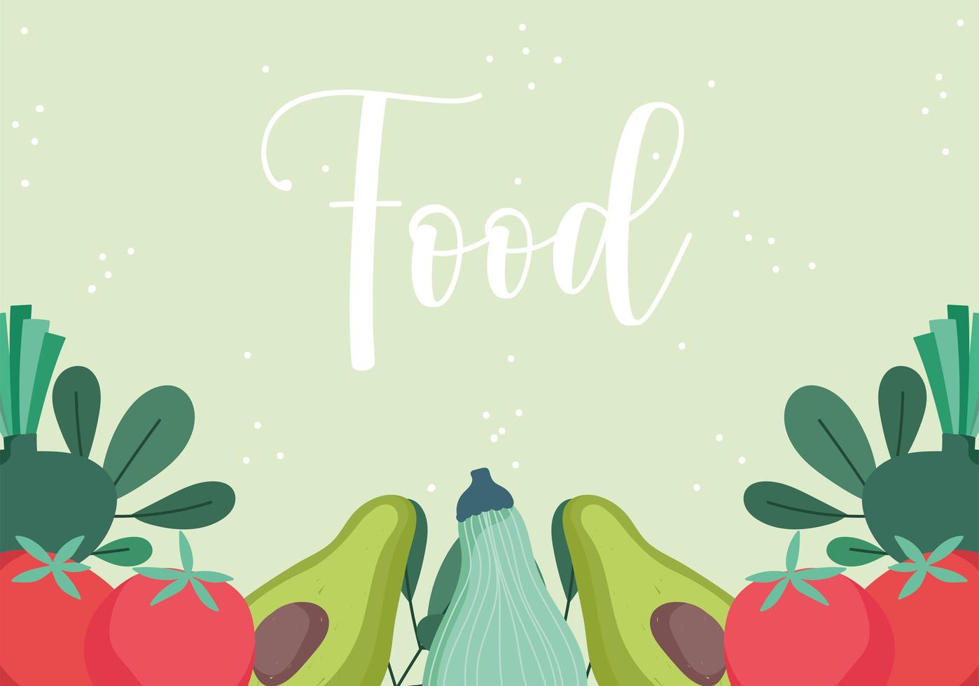 voedselpatroon met avocado-tomaat, pompoen en kruidenontwerp vector