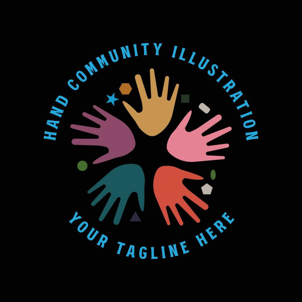 circulaire hand- samen voor eenheid Verenigde gemeenschap verscheidenheid samenspel liefdadigheid illustratie vector
