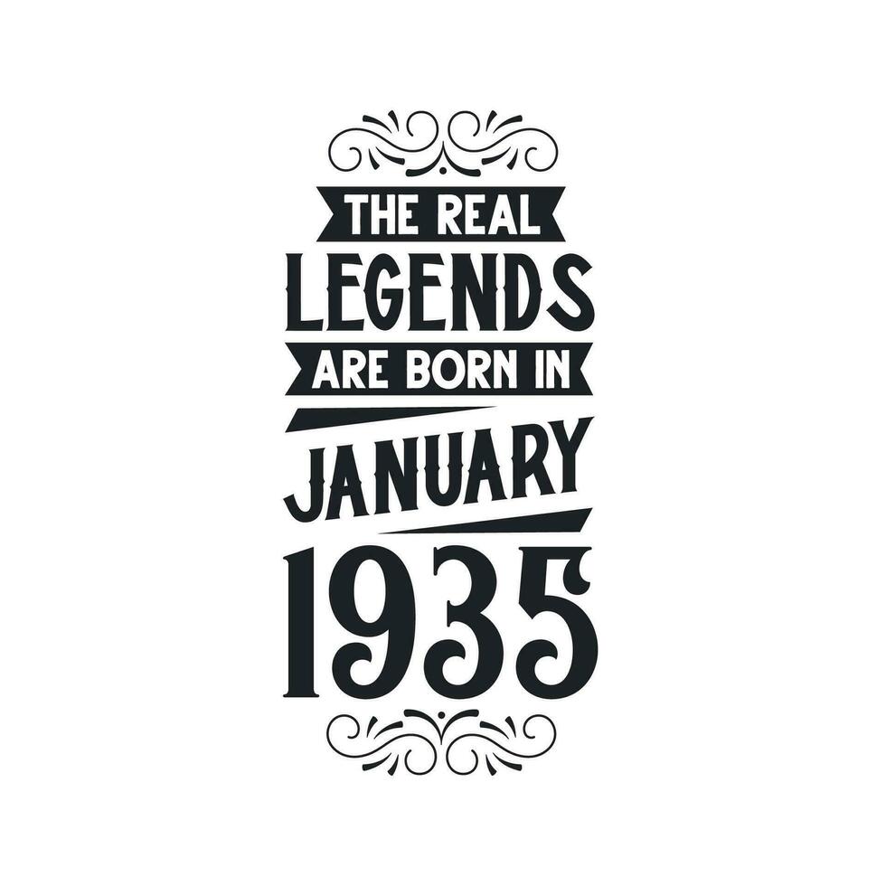 geboren in januari 1935 retro wijnoogst verjaardag, echt legende zijn geboren in januari 1935 vector
