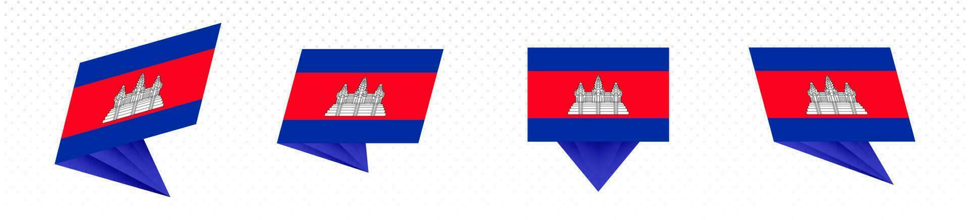 vlag van Cambodja in modern abstract ontwerp, vlag set. vector