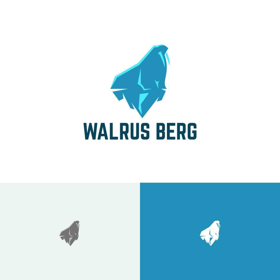 walrus ijsberg ijsberg dier pool dieren in het wild globaal opwarming logo vector