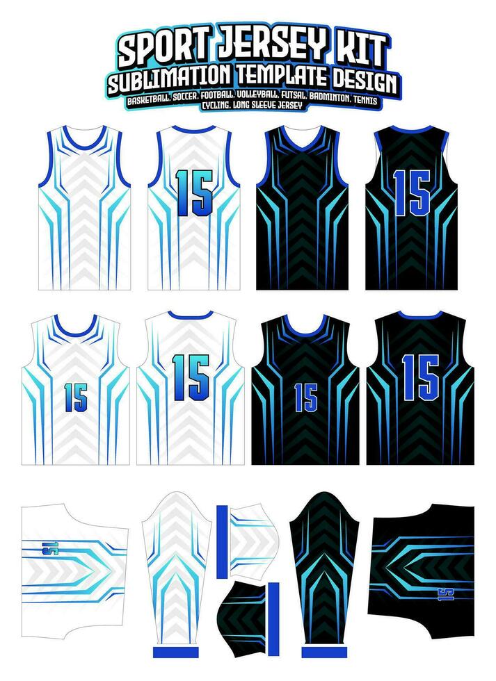 sportief blauw pijl Jersey ontwerp sportkleding patroon sjabloon vector