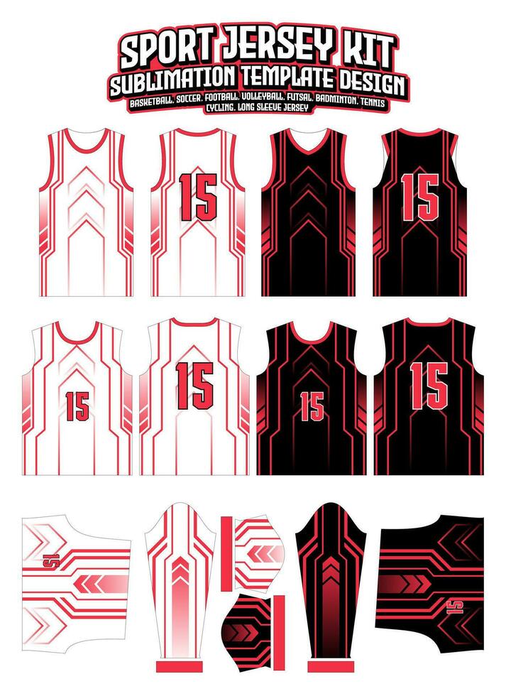 sportief rood helling Jersey ontwerp sportkleding patroon sjabloon vector