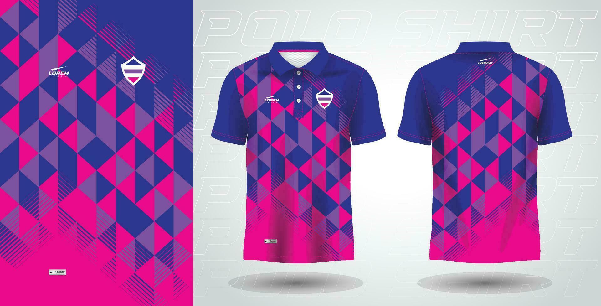 blauw Purper en roze polo sport overhemd sublimatie Jersey sjabloon vector