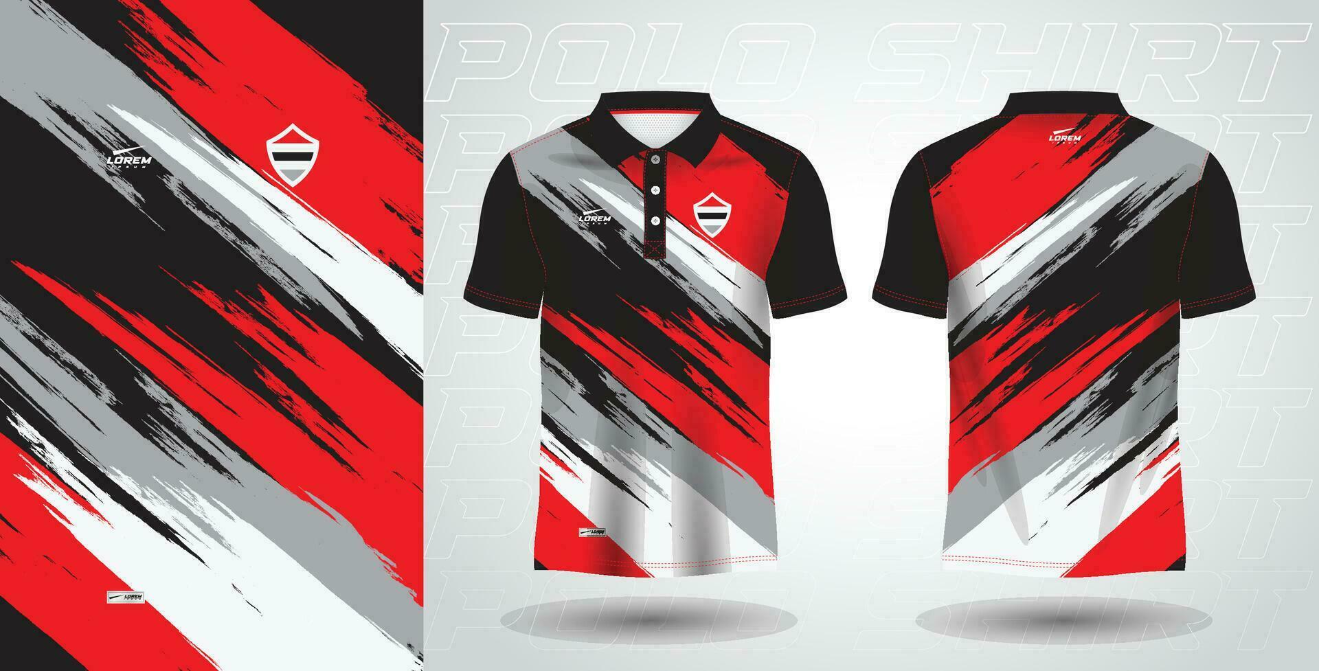 rood en zwart polo sport overhemd sublimatie Jersey sjabloon vector