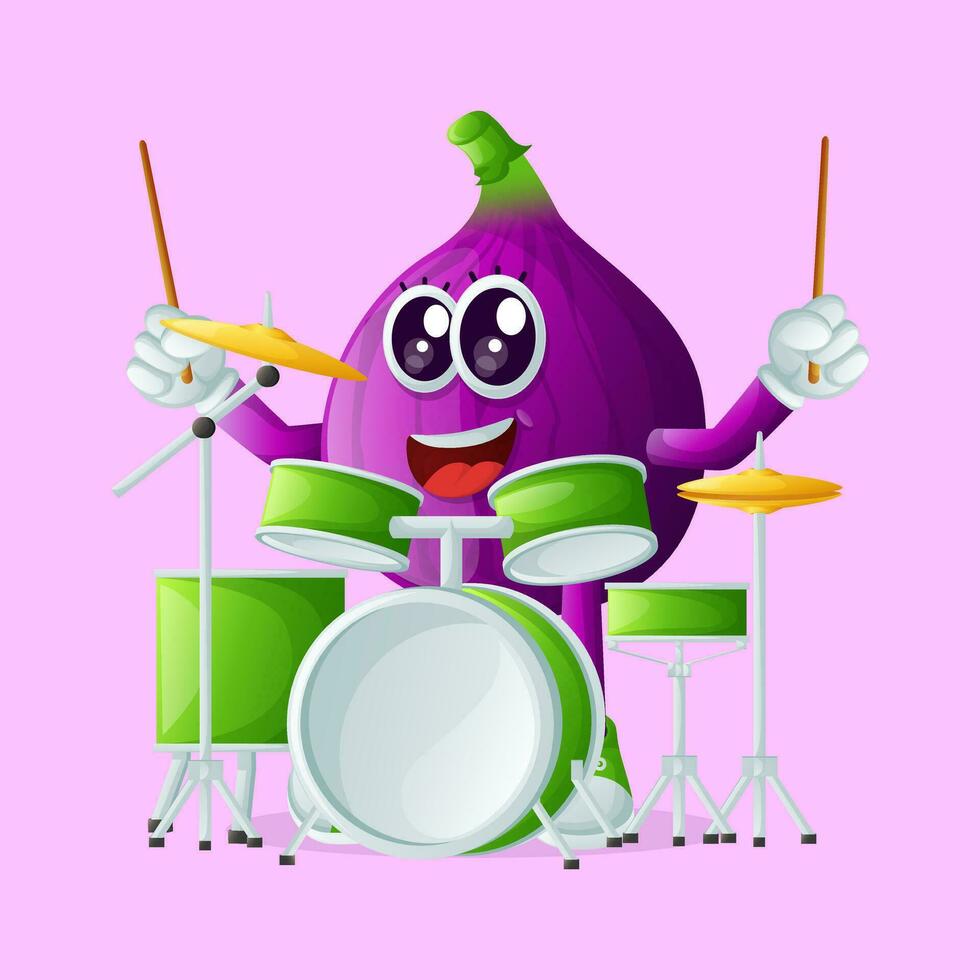 schattig fig karakter spelen musical instrument vector