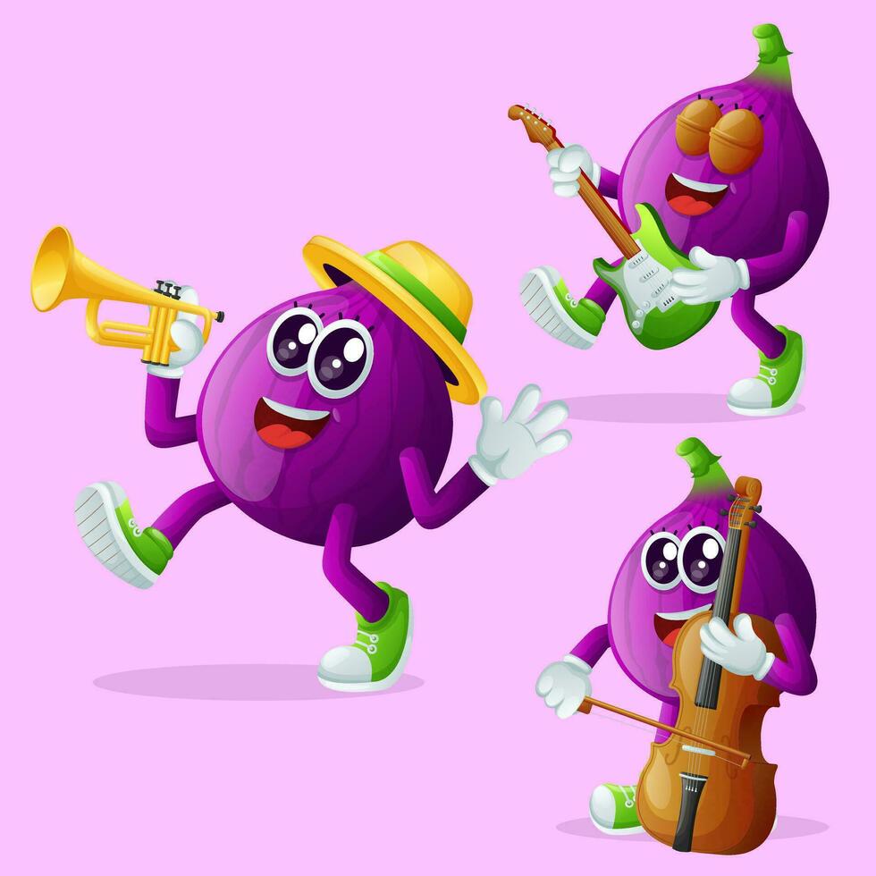 schattig fig tekens spelen musical instrumenten vector