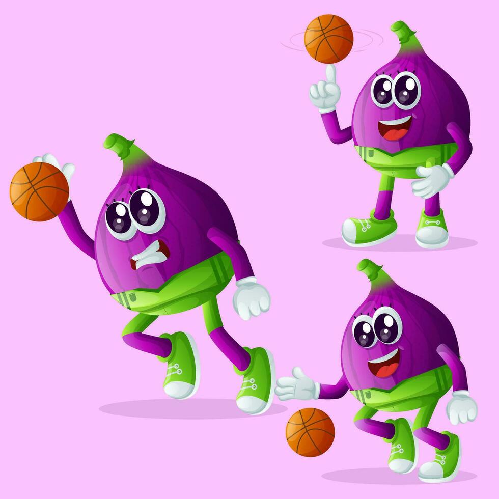 schattig fig tekens spelen basketbal vector