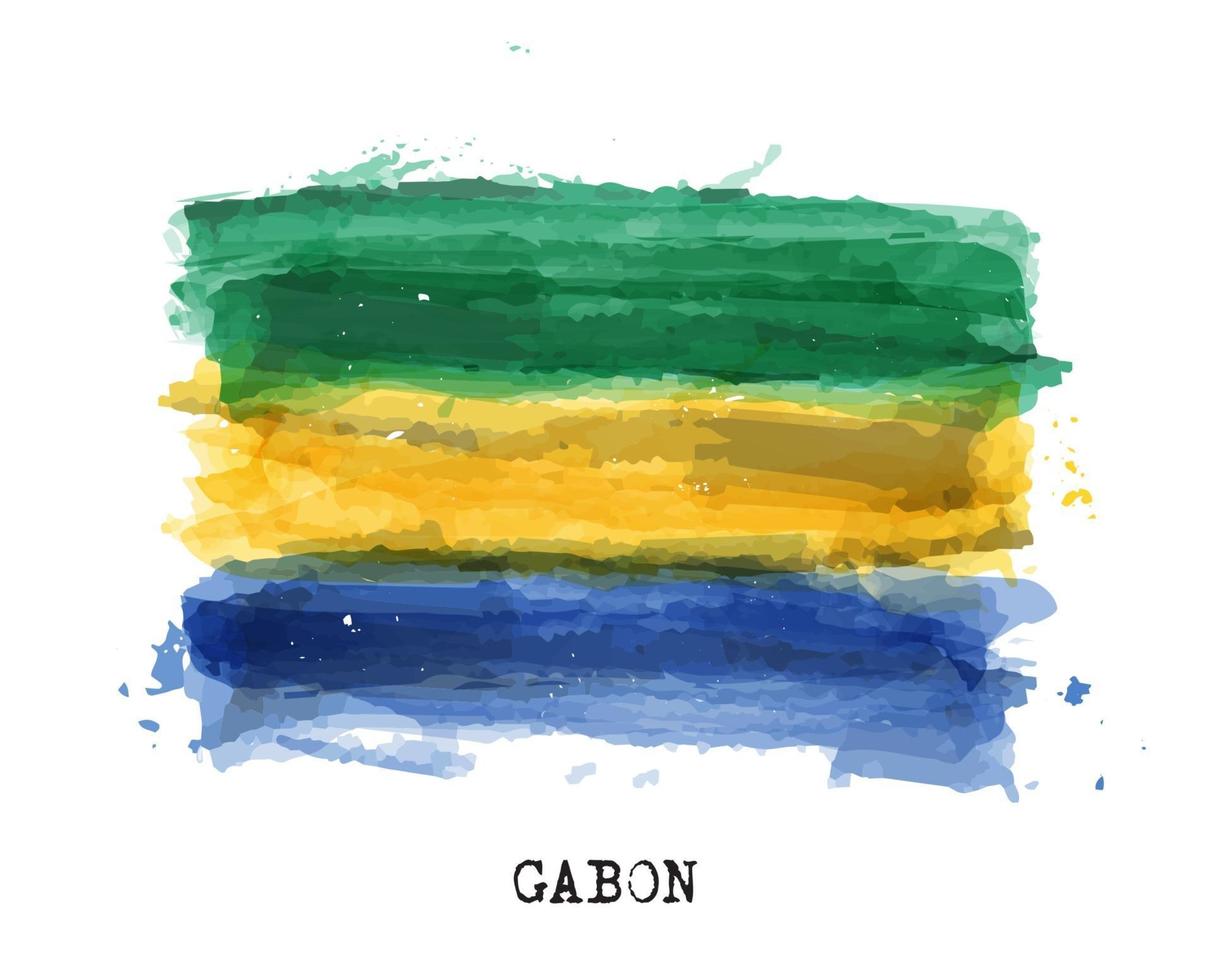 realistische aquarel vlag van gabon. vector. vector