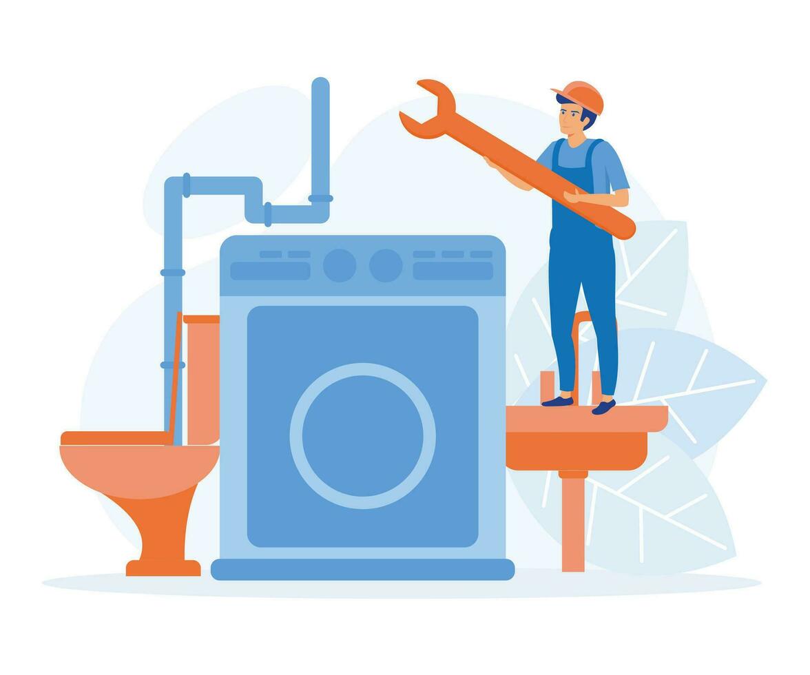 huis onderhoud en verbetering, loodgieter Diensten, vlak vector modern illustratie