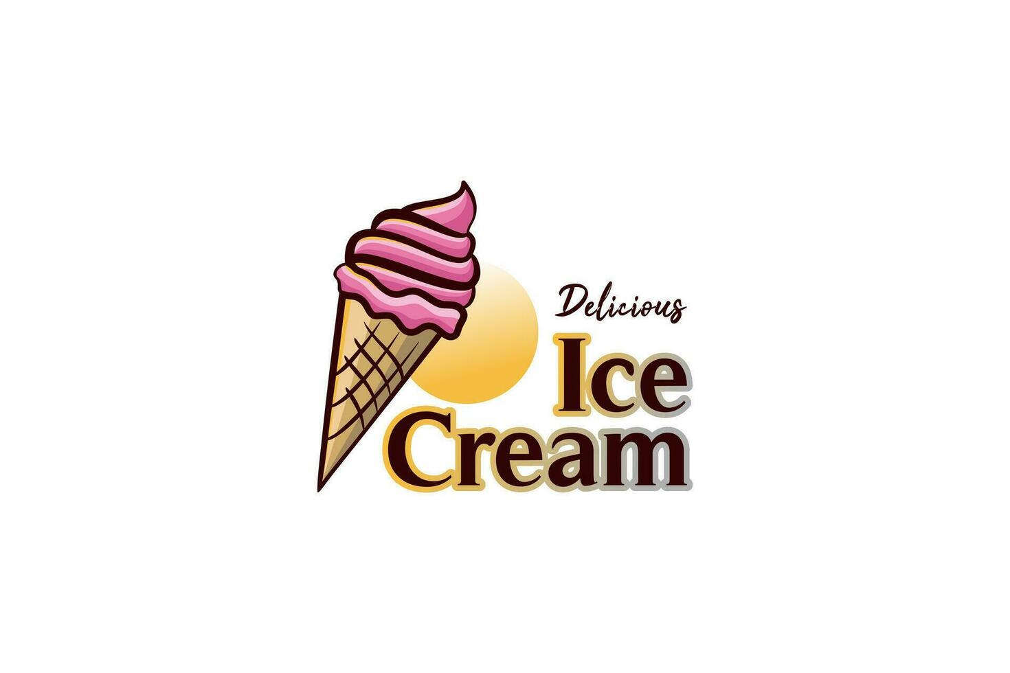 zacht zoet roze ijs ijs room logo vector ontwerp