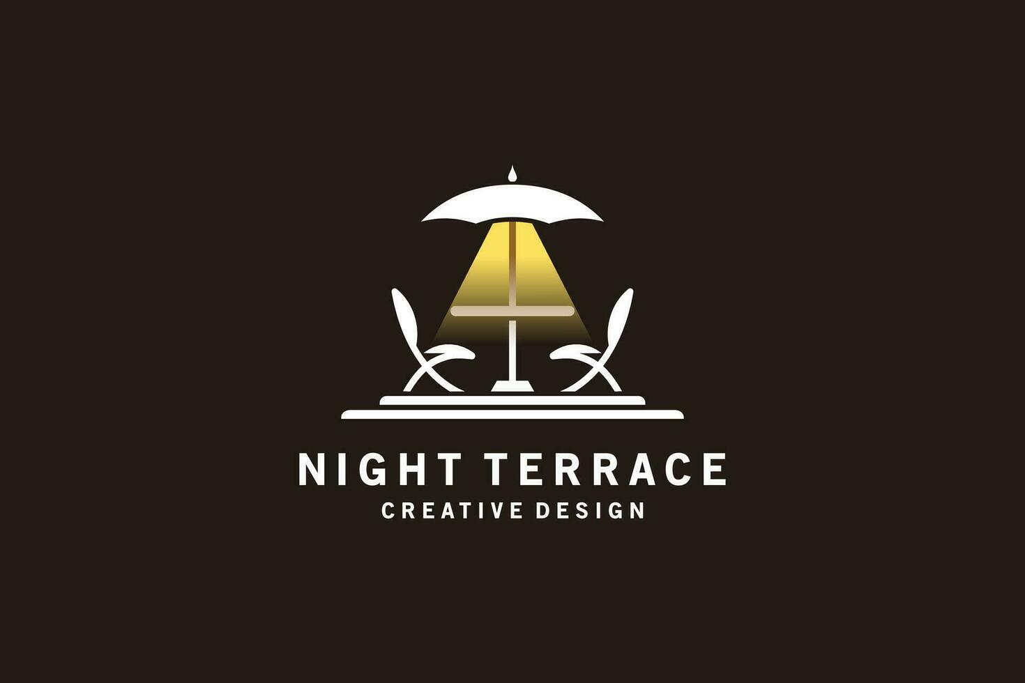 luxe minimalistische nacht terras cafe symbool logo vector illustratie ontwerp