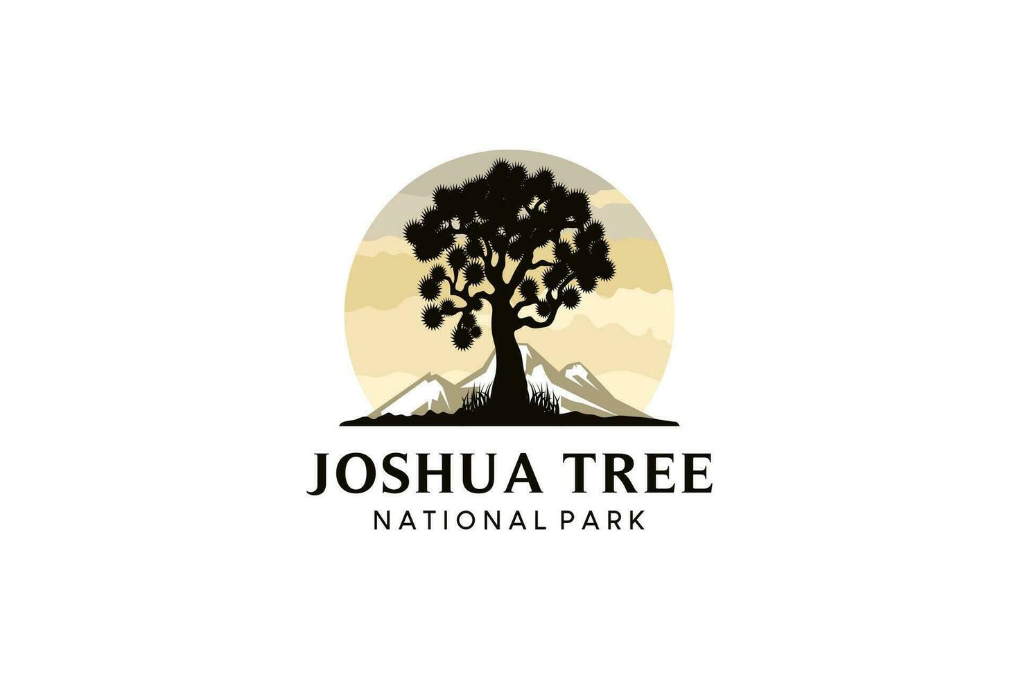 Joshua boom nationaal park logo ontwerp sjabloon met mooi natuur concept vector