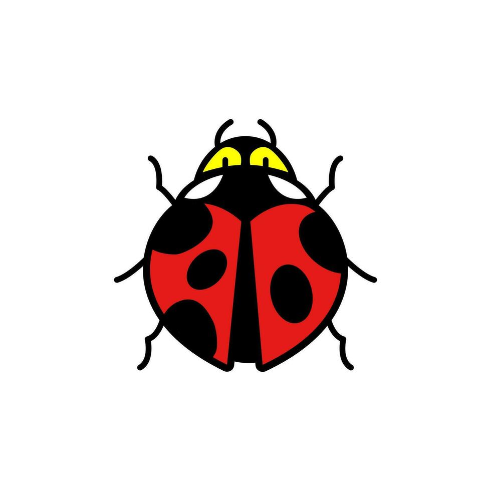 lieveheersbeestje dier tekenfilm karakter vector illustratie in schattig stijl voor sticker, icoon, logo, tatoeëren en reclame