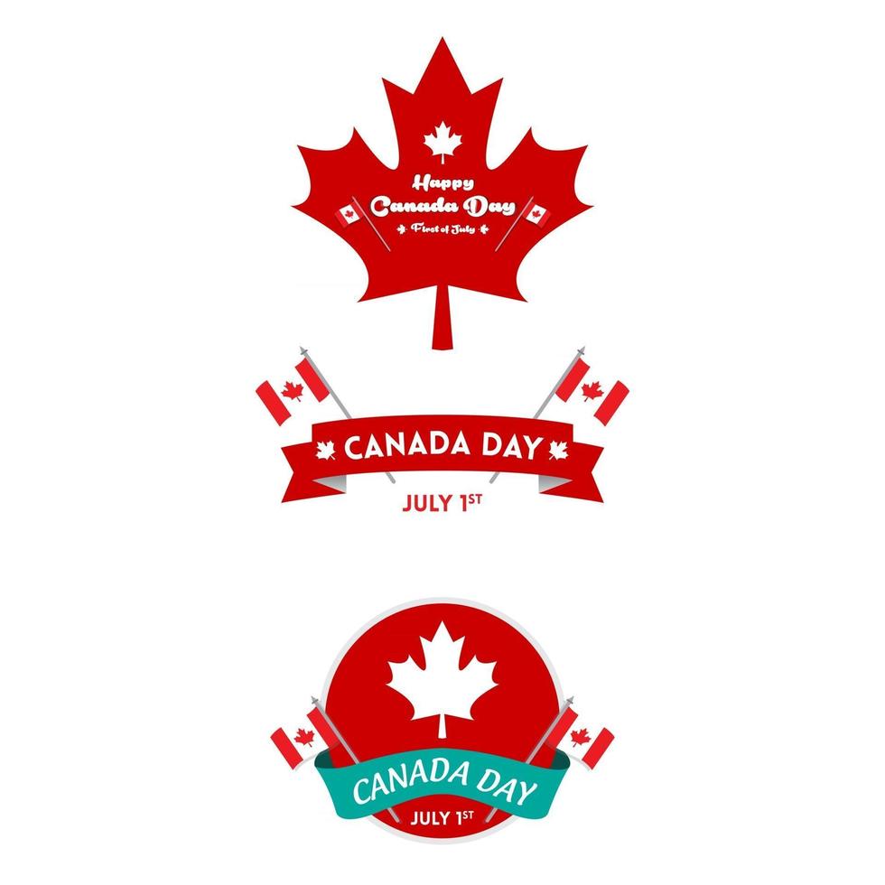 set van gratis vector iconen en logo's voor canada day viering.