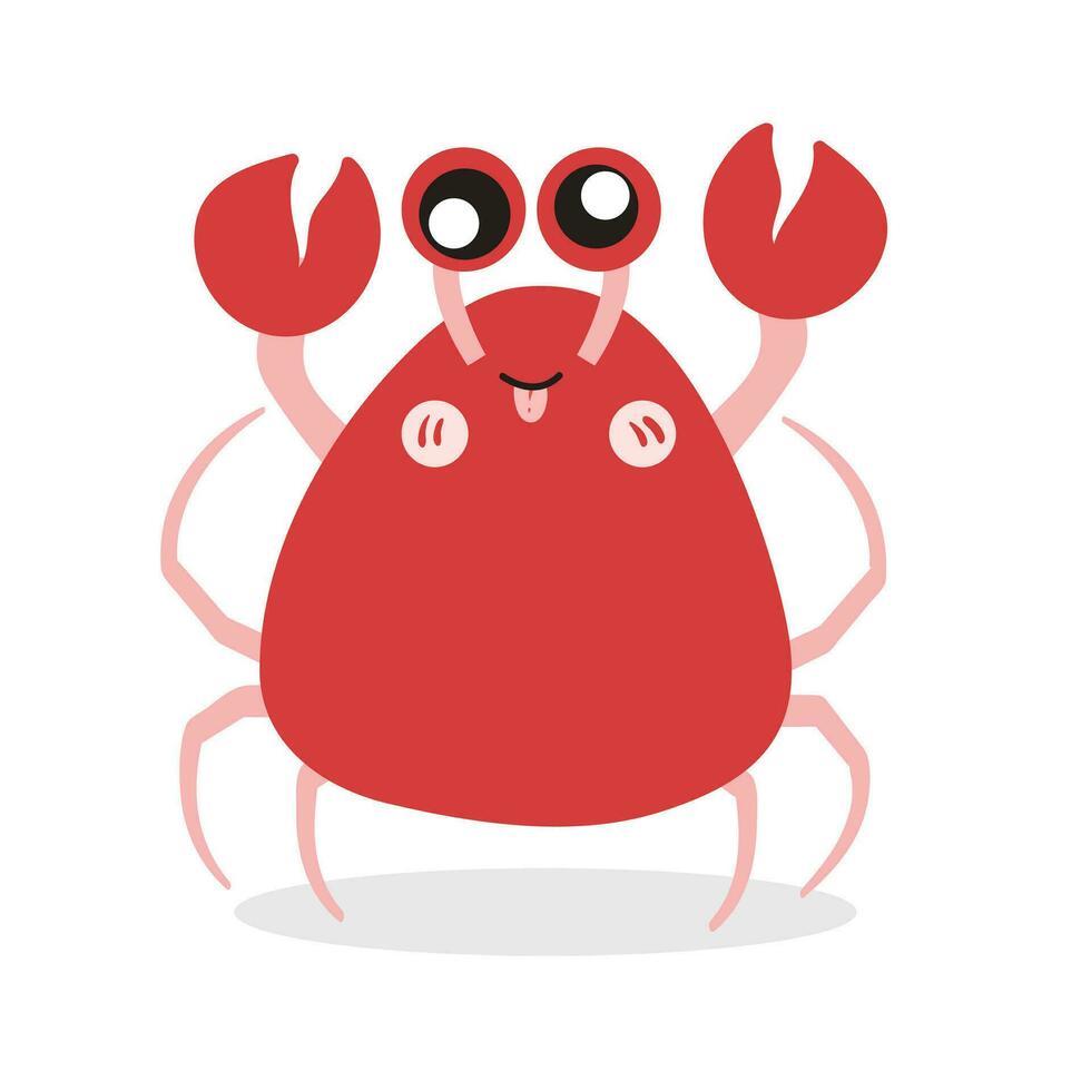 schattig en grappig krab tekenfilm karakter geïsoleerd in wit achtergrond. grappig krab illustratie, schattig rood krab. vector