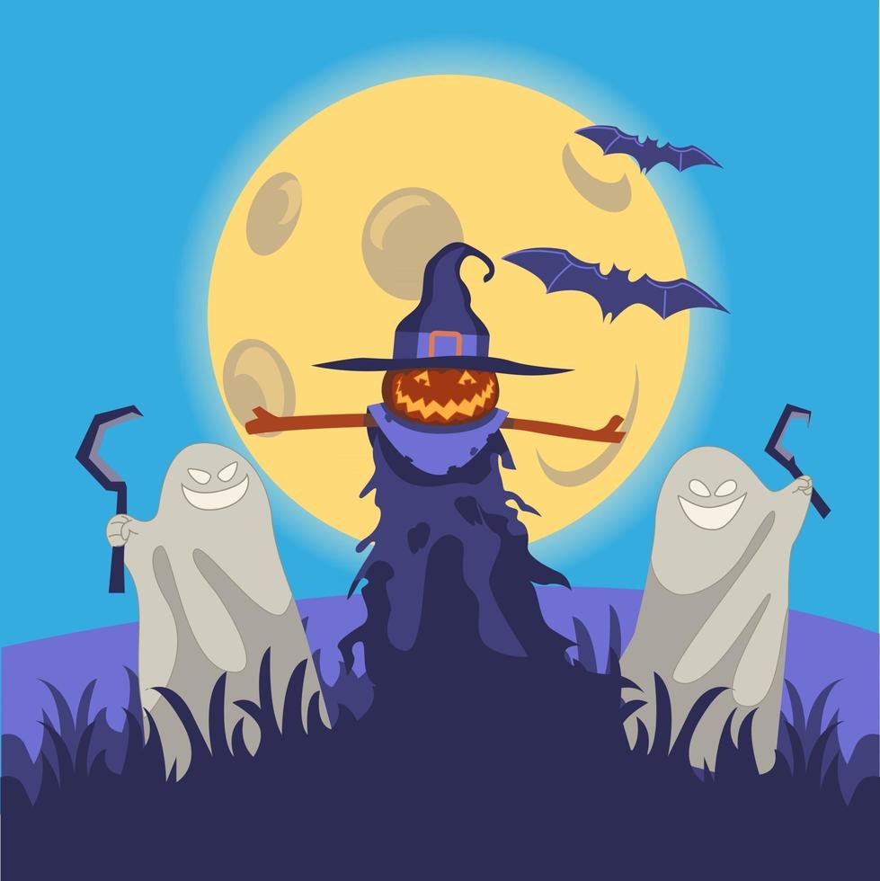 halloween pompoen monsters illustratie concept vector