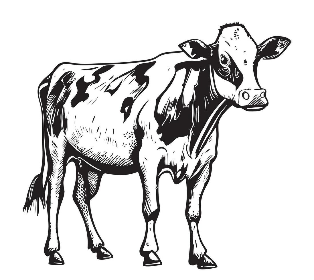 koe hand- getrokken schetsen vector illustratie vee