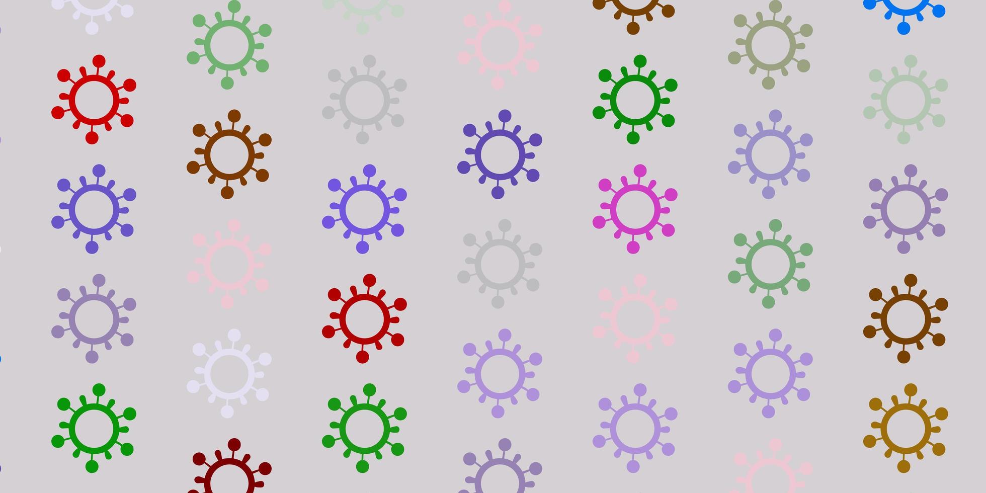 lichtroze, groene vectorachtergrond met covid-19 symbolen. vector