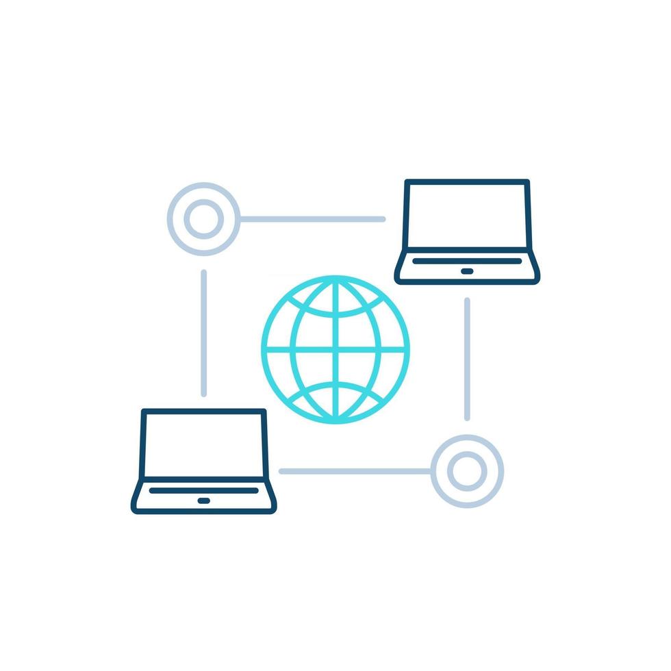 computernetwerk, internettechnologieën, lijnpictogram vector