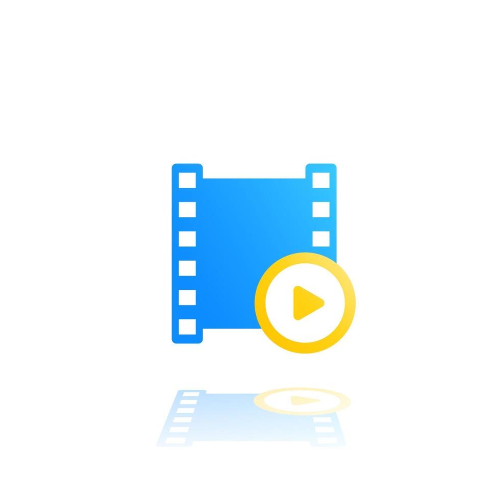 video vector logo met speelsymbool en filmstrip op wit