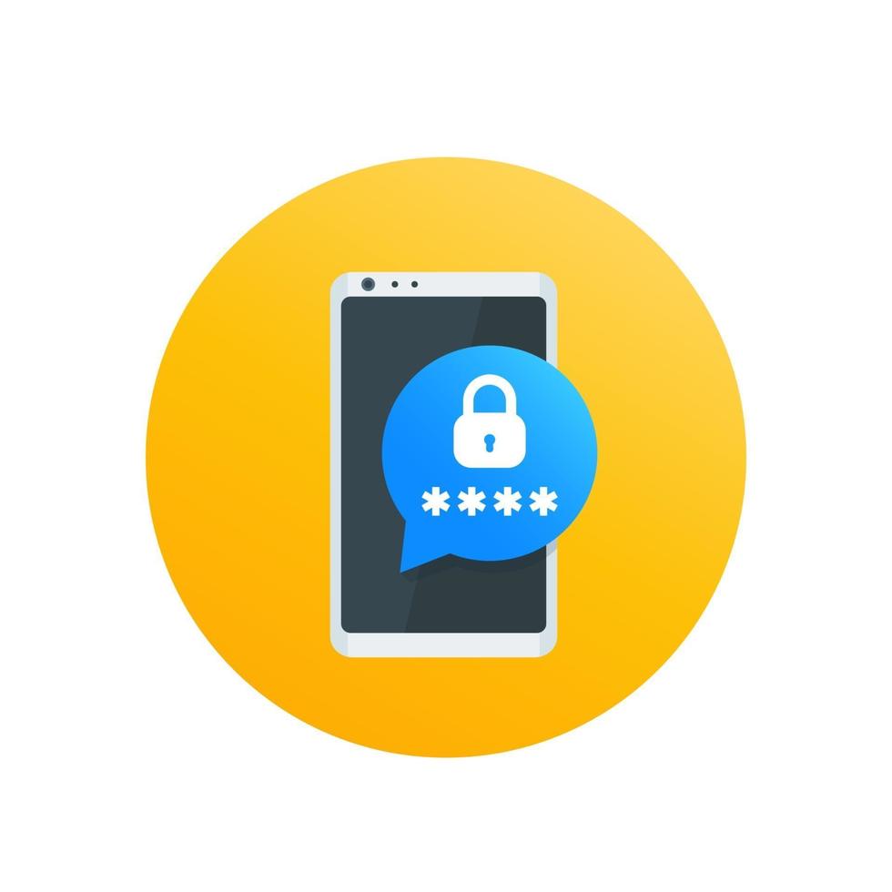 mobiele beveiliging, wachtwoordtoegang, authenticatie met smartphone vectorpictogram vector